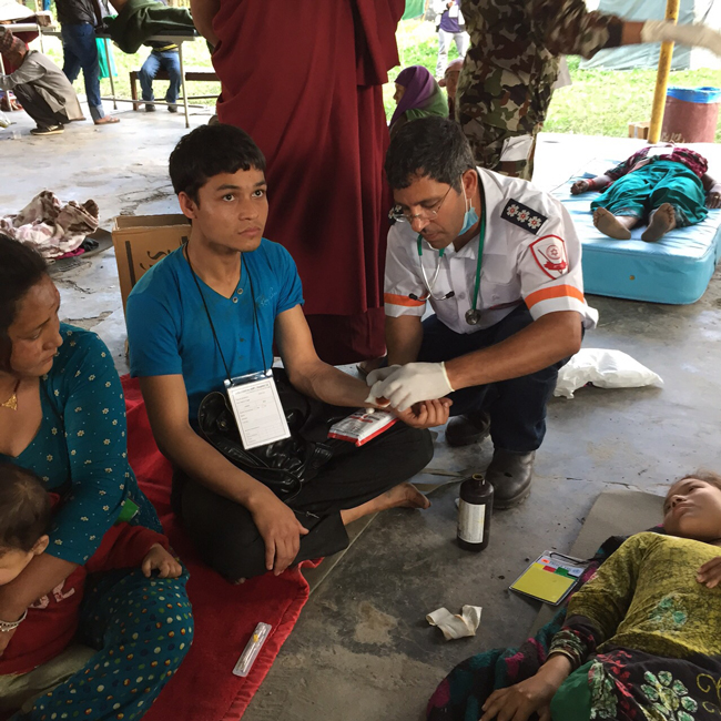 Image of Magen David Adom paramedic  in Nepal, India.