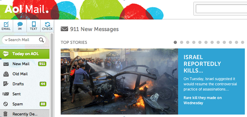 aol mail headline israel kills