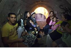 shelter for israelis in sewage pipe