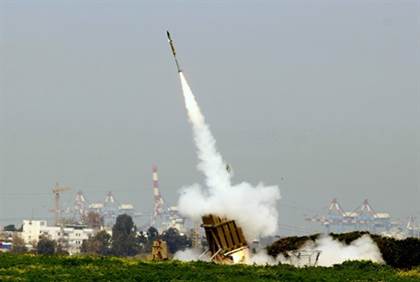 iron dome stops rocket above tel aviv